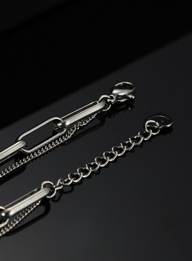 新款欧美跨境热卖双层圆形8MM光面别针扣百搭钛钢手链可激光Logo