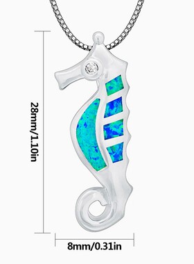 新款 爆款ins风欧美风蓝色澳宝海马项链海马吊坠毛衣链欧珀项链