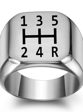 新款欧美创意学车看档位个性钛钢戒指18MM复古朋克方形学生指环女