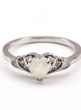 新款跨境SHEIN气质精致时尚爱心澳宝戒指复古