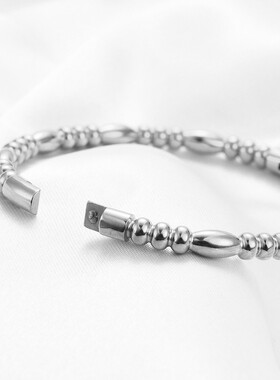 新款跨境亚马逊欧美竹节钛钢手镯不锈钢18K金简约百搭手环女