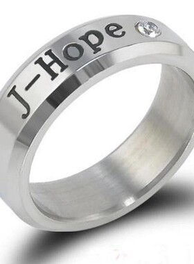 新款韩版BTS防弹少年团周边戒指 不锈钢名字生日指环项链可两用女