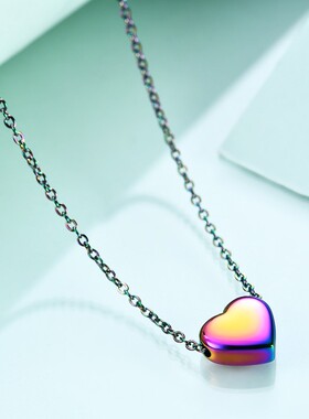 新款亚马逊欧美不锈钢桃心字母吊坠爱心12MM彩色26个字母项链