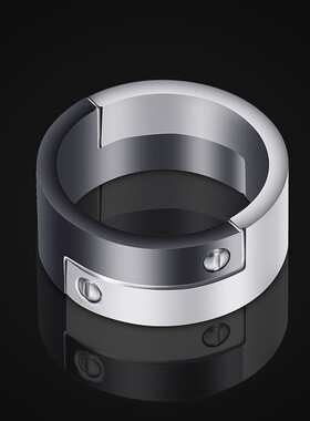 新款创意ins欧美10MM时尚个性黑白交叉钛钢戒指时尚不锈钢指环女