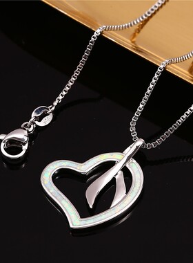 新款欧美时尚蓝色澳宝吊坠潮女创意毛衣链锁骨链项链