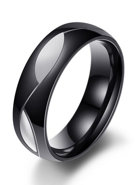 新款韩版ins时尚情人节七夕礼物 钛钢微镶6MM树叶情侣不锈钢戒指