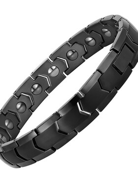 新款欧美跨境10MM简约不锈钢永磁磁吸磁铁钛钢个性时尚手链热卖女