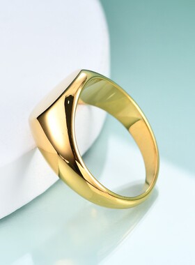 小红书同款戒指26首字母大写12MM简约百搭戒指女18K金圆形戒指女