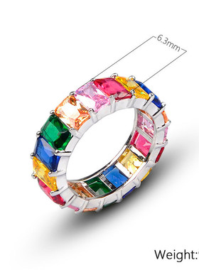 满钻外贸女彩方形爆款配饰戒指