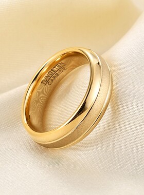 新款欧美跨境亚马逊6MM中段磨砂钨钢戒指情侣对戒简约指环女