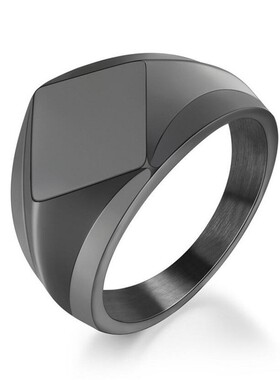 新款欧美个性简约18MM棱形光面不锈钢戒指时尚钛钢戒指可激光Logo