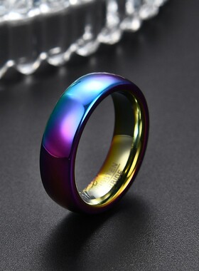 新款欧美复古弧形光面钨钢戒指 6MM钨金4色戒指情侣对戒百搭