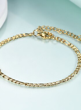 新款亚马逊热卖 欧美费加罗链不锈钢手链 个性18K金手链