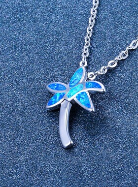 新款欧美白金椰子树五角星吊坠项链气质百搭高级感颈链锁骨链厂家