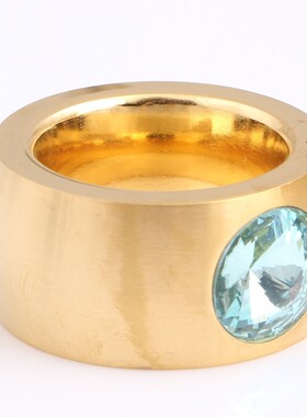 新款厂家 欧美时尚百搭14MM真金电镀不锈钢戒指女士钛钢复古戒指