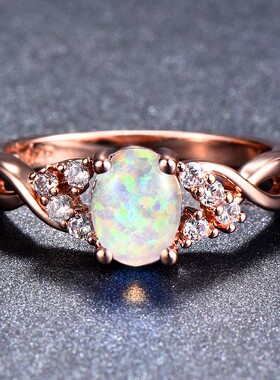 新款跨境 玫瑰金镶小钻 澳宝戒指 精美简约指环