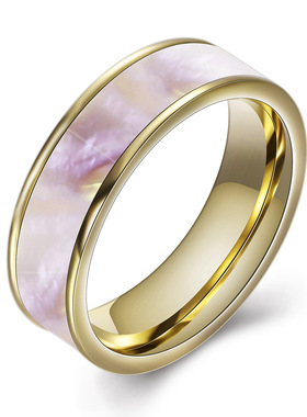 欧美风贝壳不易褪色现货钛钢戒指