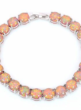 新款Opal澳宝海滩圆形手链澳宝8mm圆形手链时尚彩宝饰品镶进口欧