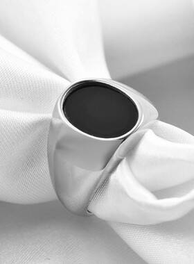 新款欧美跨境不锈钢铸造镶贝壳戒指ins简约18K金光面戒指指环