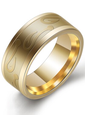 新款欧美时尚鱼钩不规则戒面戒指 个性简约父亲节礼物不锈钢戒指