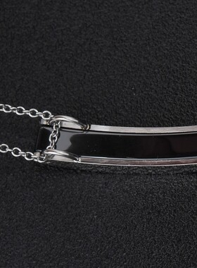 新款7MM黑色切面陶瓷菱形情侣项链简约个性节日生日礼物钛钢锁骨