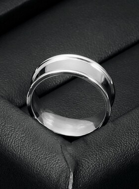 新款厂家 欧美气质凹陷8MM光面简约时尚男不锈钢钛钢戒指百搭