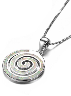 新款亚马逊白色澳宝旋涡女士精美吊坠别致项链