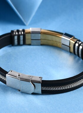 新款钛钢蝴蝶扣男士不锈钢硅胶手镯弯牌可激光logo刻字