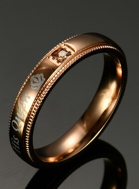 新款情人节礼物欧美情侣戒指4 6MMHerkingHisQueen皇冠情侣钛钢