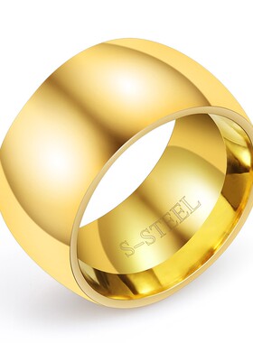 新款欧美简约时尚个性创意11MM光面不锈钢戒指指环可激光Logo