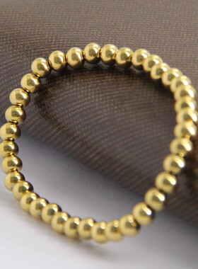 新款欧美亚马逊 304不锈钢15MM珠弹力绳简约钛钢串珠手链女士手串