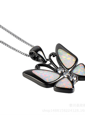 进口欧泊澳宝欧美项链蓝色进口欧泊澳宝吊坠项链女首饰吊坠