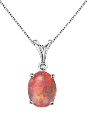 新款亚马逊时尚冷淡风椭圆形澳宝镶一个白钻项链