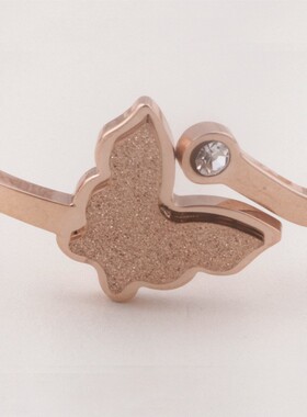 新款欧美ins时尚可调节简约双层磨砂蝴蝶镶钻手镯手环女