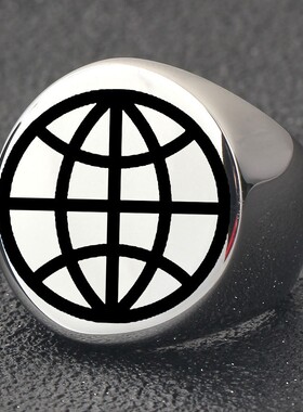 新款跨境简约不锈钢光面激光花瓣戒指 圆形22MM钛钢复古戒指热卖