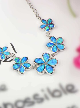 新款亚马逊Opal澳宝田园风格梅花项链梅花吊坠澳宝项链饰品镶进口