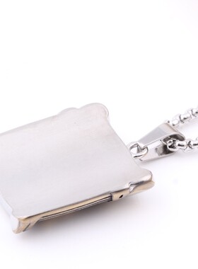 新款欧美个性宗教钛钢金银共济会盾牌Logo项链男士不锈钢吊坠宗