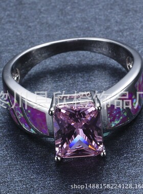 新款 白金10KT澳宝方块钻时尚指环