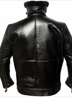 跨境机车男精品黑色皮夹克冬