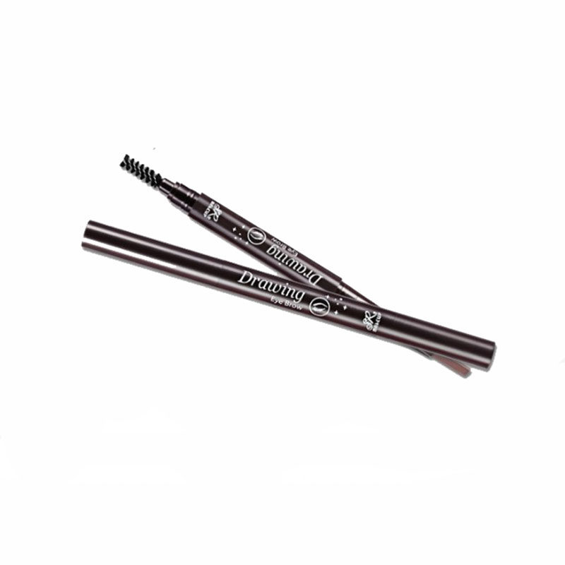 双头眉笔防水防汗不晕染带刷眉笔三角头自动旋转眉笔黑色灰色咖啡