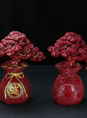 朱砂摆件发财树紫金砂家用旺宅居家摇钱树摆件礼品饰品