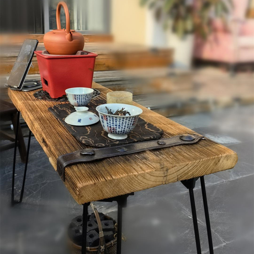 老榆木户外折叠茶桌露营便携卡式炉庭院围炉煮茶桌门板复古茶桌台,淘宝优惠券,粉丝福利购,淘宝优惠卷