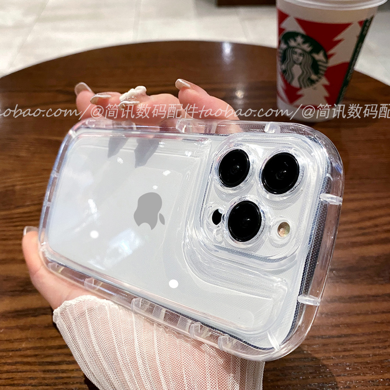 15加厚防摔气囊适用iphone14爱疯13/12pro手机壳xsmax保护套7p椭圆8plus光面硅胶6s小众男女se防摔xr马卡龙色-图0