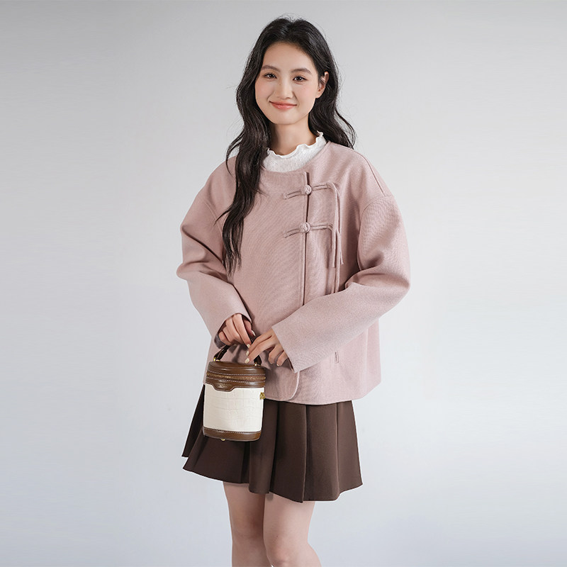 【新中式国风盘扣毛呢外套】蓝若水大码冬装新款减龄气质呢子大衣,淘宝优惠券,粉丝福利购,淘宝优惠卷