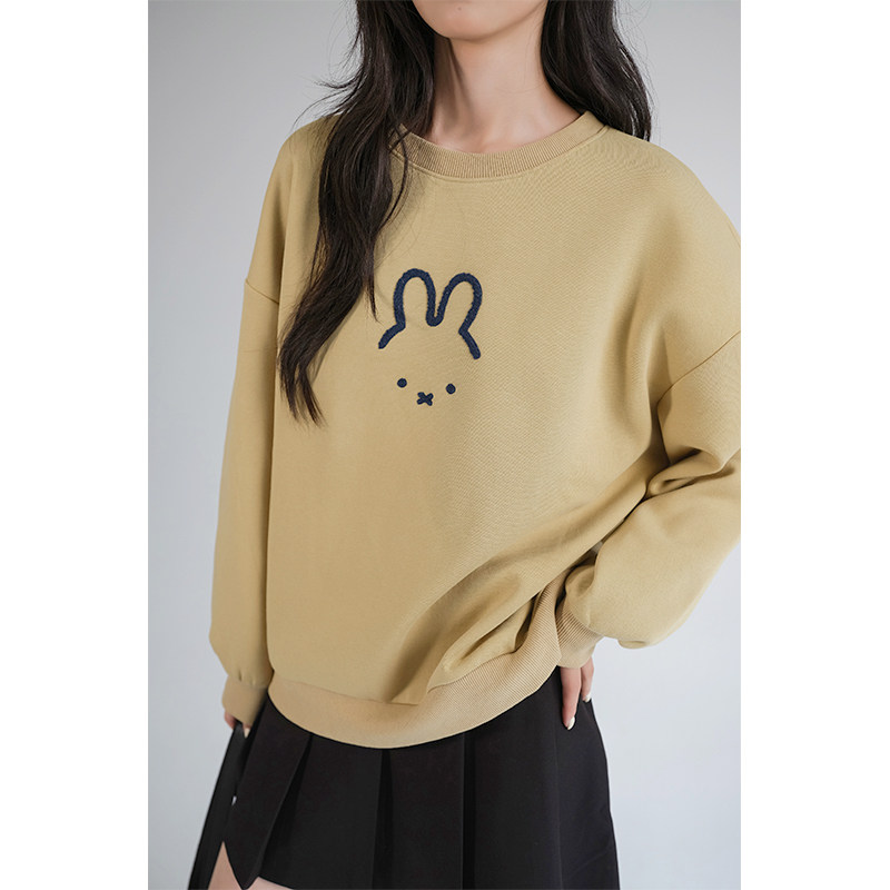 蓝若水大码女装兔子刺绣宽松套头卫衣胖mm春季新款慵懒风内搭上衣,淘宝优惠券,粉丝福利购,淘宝优惠卷