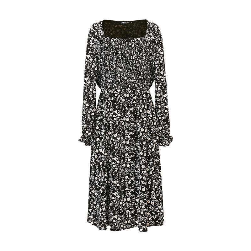 胖mm雪纺收腰显瘦方领气质大码女装 蓝若水大码女装