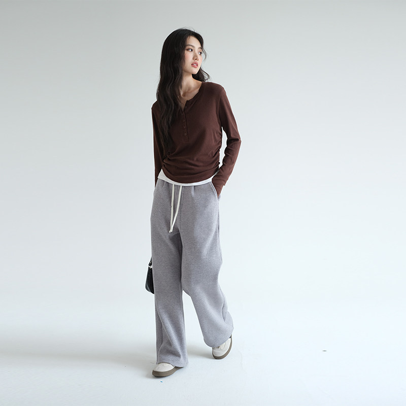 【清仓特惠】大码女装2026春装坑条牛奶丝阔腿裤针织高腰直筒裤,淘宝优惠券,粉丝福利购,淘宝优惠卷