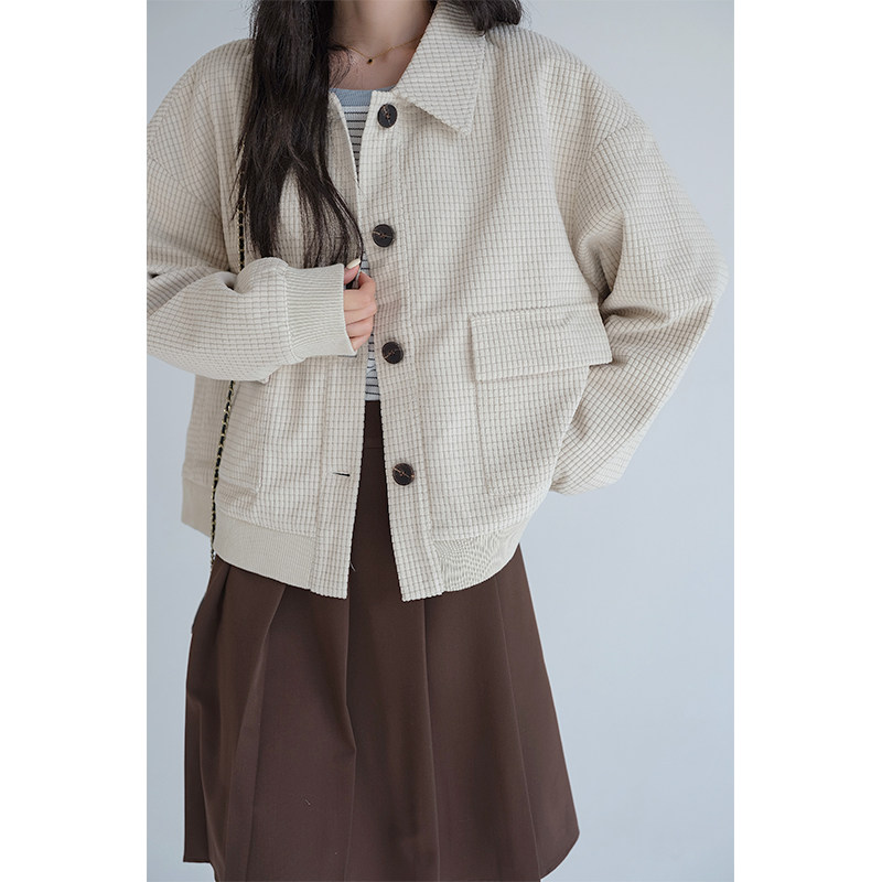 蓝若水大码女装华夫格加棉保暖外套胖mm冬季新款休闲工装翻领上衣,淘宝优惠券,粉丝福利购,淘宝优惠卷