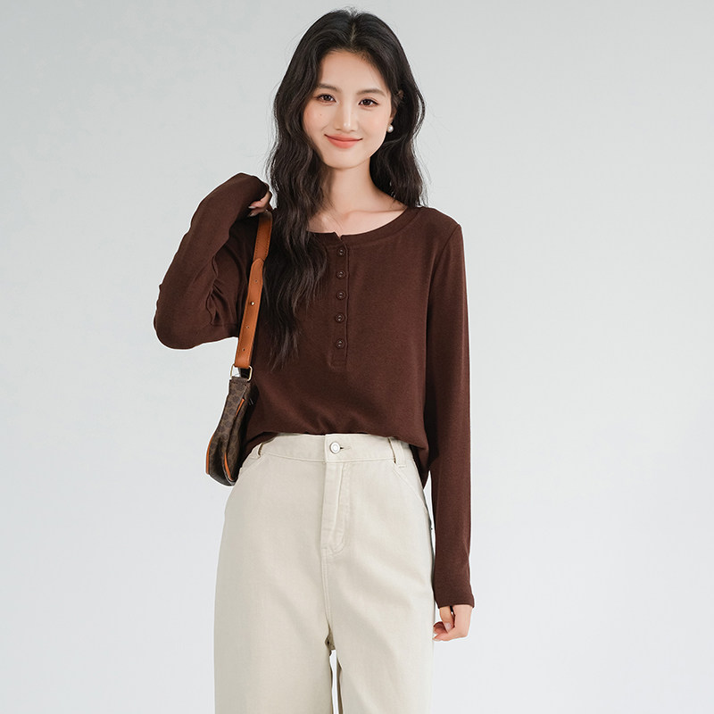 蓝若水大码女装磨毛高弹打底衫胖mm春季新款显瘦半开领内搭T恤,淘宝优惠券,粉丝福利购,淘宝优惠卷