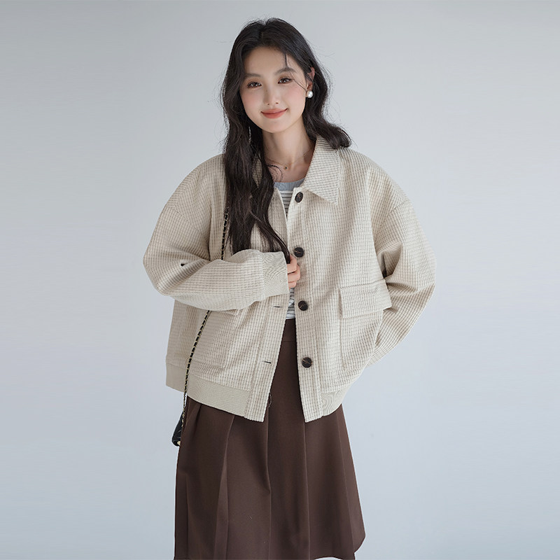 蓝若水大码女装华夫格加棉保暖外套胖mm冬季新款休闲工装翻领上衣,淘宝优惠券,粉丝福利购,淘宝优惠卷